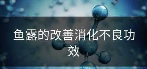 鱼露的改善消化不良功效